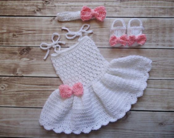 Stylish Crochet Frock - Size: 0M-4Y