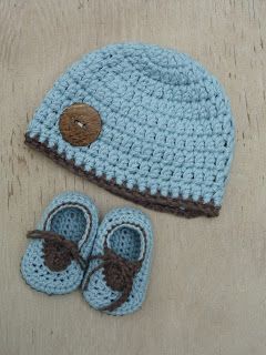 Handmade Crochet Cap and Booties Set