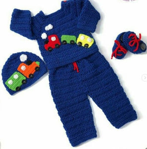 Handmade Crochet Baby Boy Outfit - Size: 0-12 Months