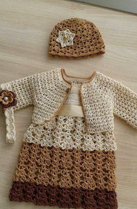 Super Warm Handmade Dress + Cardigan Set - Size 0M-3Y