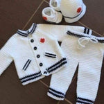 Handmade Crochet Outfit (Full Set)- Size: 0-6 months