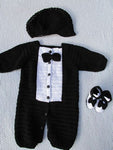 Handmade Crochet Romper Set (3pcs) - Size: 0-12 Months