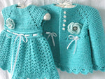 Warm Handmade Dress + Cardigan Set - Size 0M-3Y